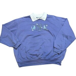 Top Stich Morning Star vintage kitty  cat sweatshirt size XL 90s granny grandma